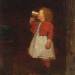 Little Girl with Red Jacket Drinking from Mug
